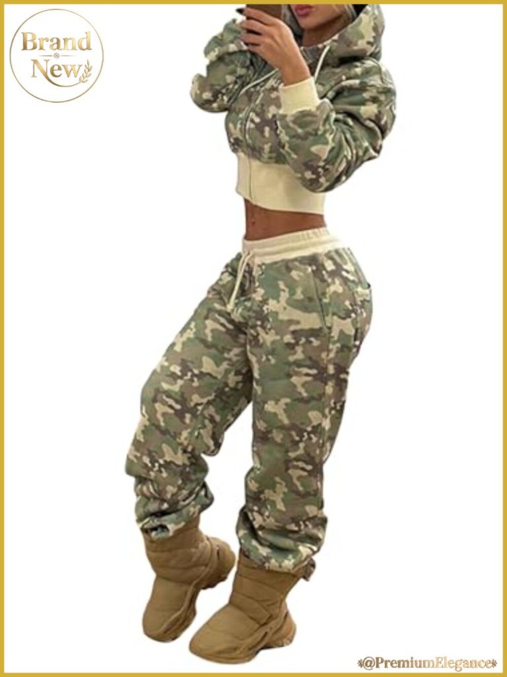 2 Piece Sweatsuit Set Crop Zip Hoodie Wide Leg Sweatpants Y2K Streetwear